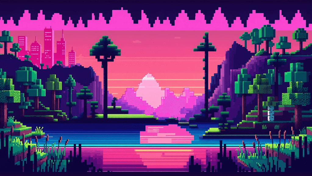 Atardecer Voxel de Bitópolis